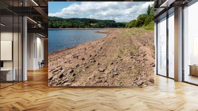 A near dry reservoir in the UK caused by drought and a heat wave ( Llwyn-On Reservoir) Wall mural