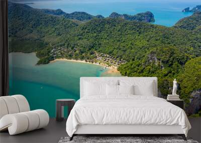 Aerial view of the beautiful, quiet island of Koh Yao Noi in Thailand Wall mural