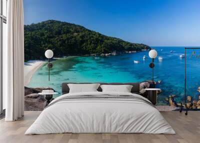 Beautiful tropical beach and ocean on a small island (Similan Islands) Wall mural