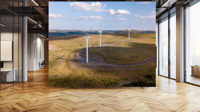 Large wind turbines on a rural hillside in Wales (Tredegar) Wall mural