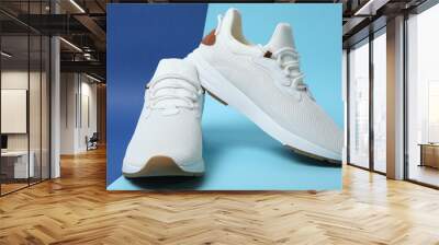 men's sneakers on a colored background. men's footwear. minimalism Wall mural