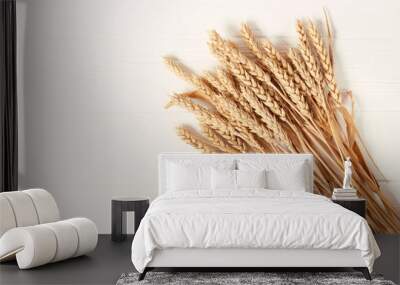 spikelets of wheat on a white background Wall mural