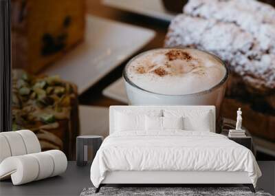 cup of cappuccino with chocolate and cinnamon Wall mural