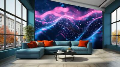 Abstract digital background of moving particles Wall mural