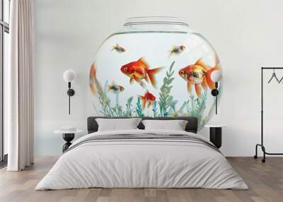 goldfish fishbowl isolated on white background Wall mural