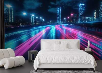 Neon colored lights and speed glow lights  Wall mural