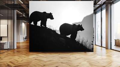 Silhouette of bears in the Alaskan wilderness Wall mural