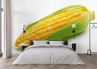 Single ear of corn isolated on white background  Wall mural