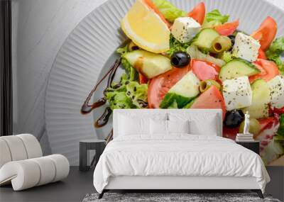 Greek salad with vegetables and spices Wall mural