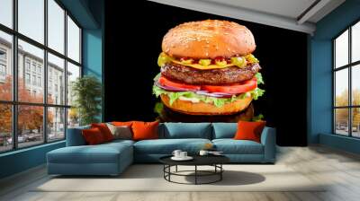 Tasty grilled home made burgers with beef Wall mural