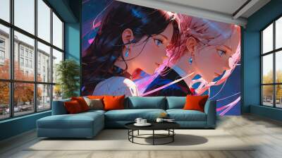 Attractive Anime poster Kawaii models guys girls manga style japanese cartoon comics Wall mural