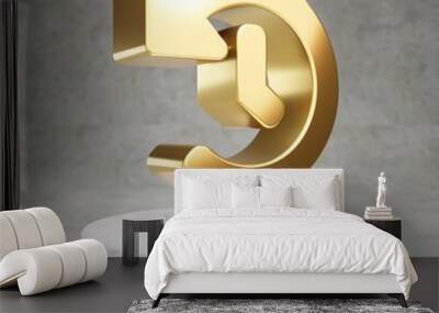 History icon. Shiny golden History symbol on white marble podium. Wall mural