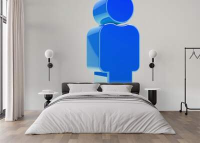 Volumetric glossy blue Male icon isolated on white background. Wall mural