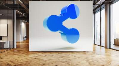 Volumetric glossy blue Share icon isolated on white background. Wall mural