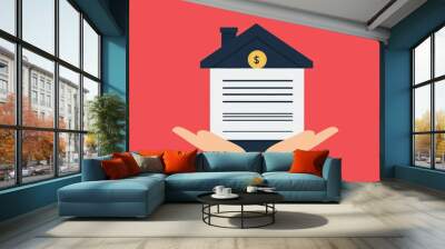 Investment documents, digital loan agreements, financial growth, flat design illustration Wall mural