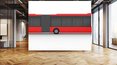 A large city bus with an additional elongated part for large passenger capacity during rush hour or transportation of people in densely populated areas. Model template. Wall mural