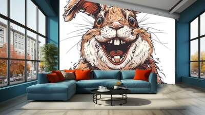 Cute cartoon rabbit. Vector illustration of a funny hare Wall mural