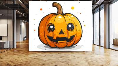 Halloween pumpkin character. Vector illustration on white background. Cartoon style Wall mural