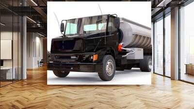 Large black truck tanker with a polished metal trailer. Views from all sides. 3d illustration. Wall mural