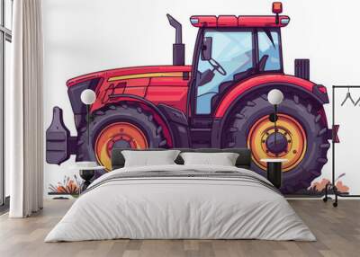 Tractor. Vector illustration. Isolated on white background Wall mural