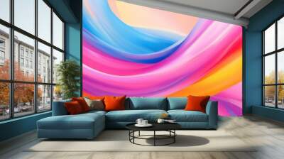 A colorful, abstract painting with a rainbow of colors. The painting is full of energy and movement, with the colors blending and flowing together in a dynamic way Wall mural