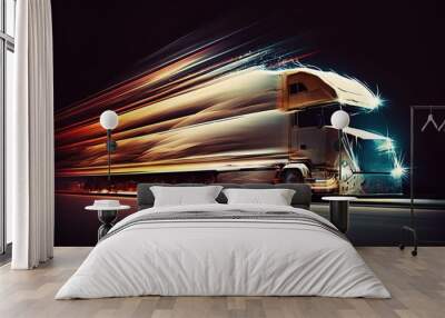 truck on high speed blurred motion creative light trails Generative AI Wall mural