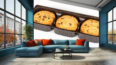 Chocolate cookies isolated on white background Wall mural