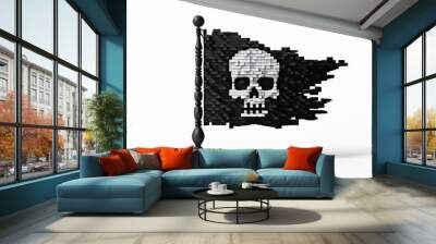 3d pixel style, Jollie Roger pirates flag isolated on white, ai tools generated image Wall mural