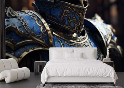 close up view of a very detailed beautiful knight's heavy armour, ai tools generated image Wall mural