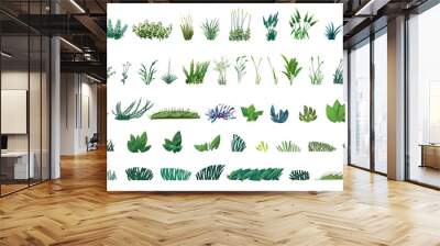 huge collection of stylized isolated green plants for your illustrations Wall mural