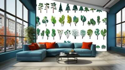 huge collection of stylized isolated green plants for your illustrations Wall mural