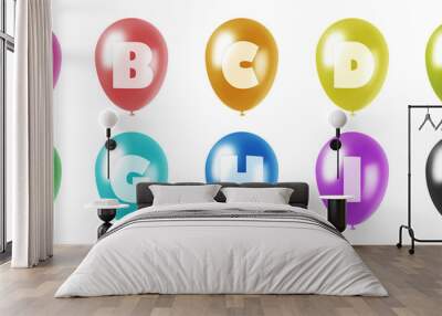 alphabet balloons set a-j Wall mural