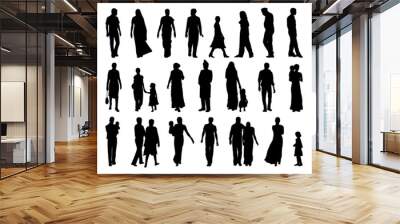 big set of indian people silhouettes Wall mural