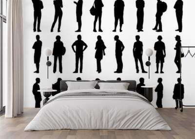 big set of men and women standing silhouettes 2 Wall mural