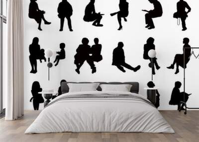 big set of women seated silhouettes Wall mural