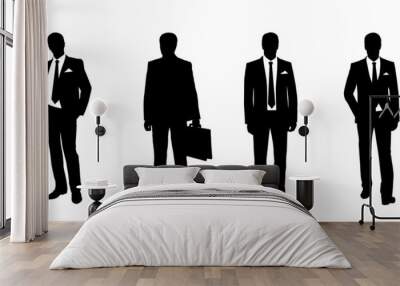 businessman standing silhouettes set 3 Wall mural