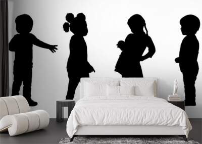 children standing silhouettes set 2 Wall mural