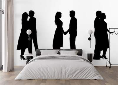 couple in love silhouettes set 1 Wall mural