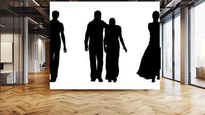 indian people walking silhouettes set 1 Wall mural