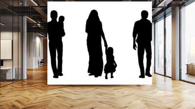 indian people walking silhouettes set 3 Wall mural