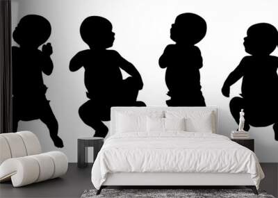 newborn baby silhouettes set 1 Wall mural