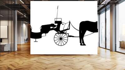 old style carriage with one horse in harness silhouette Wall mural