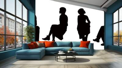 people seated outdoor silhouettes set 6 Wall mural