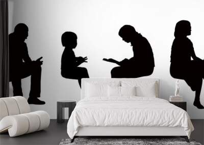 people seated outdoor silhouettes set 8 Wall mural