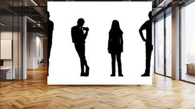 people standing outdoor silhouettes set 24 Wall mural