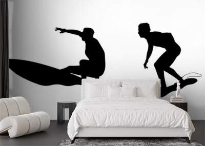 surfers silhouettes set 2 Wall mural