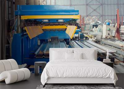 Bending machine for corrugated metal sheets in the production plant Wall mural