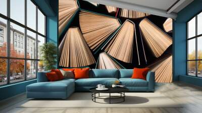 Collection of old books in library Wall mural