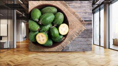 Tropical fruit feijoa . Healthy vegetarian food Wall mural