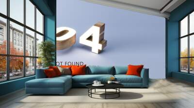 404 page not found error concept with wooden 3d digits on blue background, 3D Rendering Wall mural